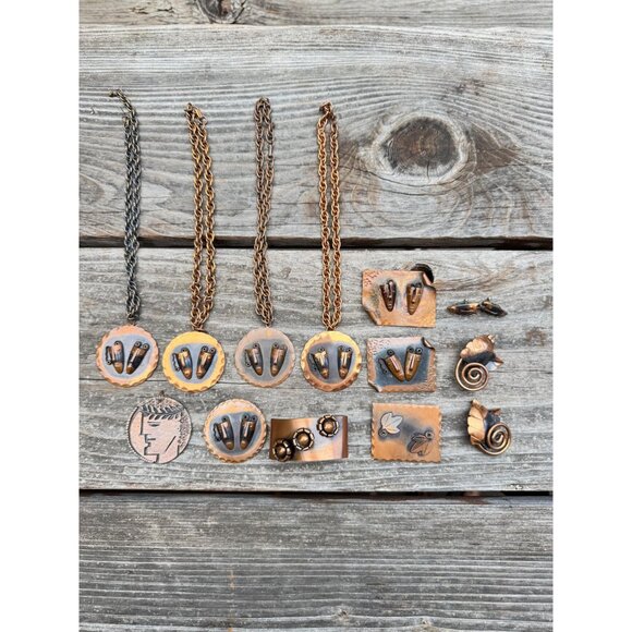 Rebajes Jewelry Collection - Vintage 1950s Modernist Designer Copper - 13 Pieces - Picture 2 of 10